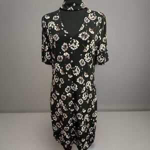 White House Black Market Dress Medium Reversible LBD Whimsical Office Travel